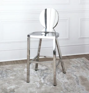 NICHES Cocina Desayuno Bar Taburete Lujo Único Kardashian Cromado 65cm Reino Unido - Imagen 1 de 4