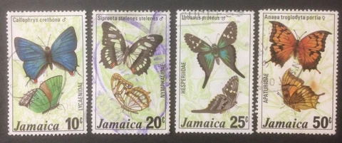 JAMAICA 1978 BUTTERFLIES (3rd SERIES) USED SET OF 4 Cover