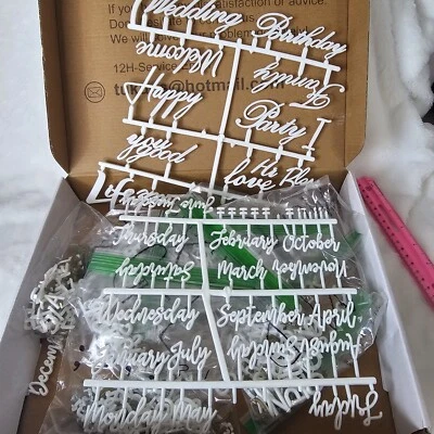 Letras blancas para tablero de fieltro alfabeto inglés números meses, SIN TABLERO INCLUIDO Foto 1 de 4