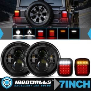 Faros LED de 7" para Jeep Wrangler TJ CJ + luz trasera ahumada giro y parada inversa - Imagen 1 de 12