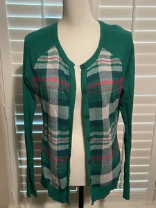 Cárdigan suéter para mujer MERONA tejido a cuadros a rayas talla M verde/rosa/metálico - Imagen 1 de 3