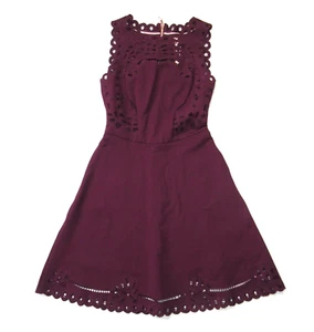 NWT Ted Baker Verony in Oxblood Embroidered Skater Dress 1 / US 4 - Picture 1 of 11