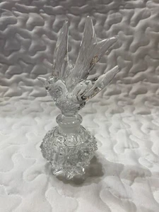 Vintage Cut Crystal Footed Perfume Bottle w/ Bird Stopper - Picture 1 of 9