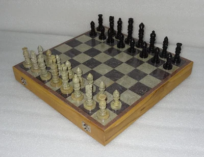 15" Marble Handmade Chess board with marble pieces – Natural Stone Accent - Image 1 of 4