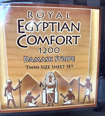 Sábanas dobles Royal Egyptian Comfort algodón 1200 ct rayas chocolate Foto 1 de 4
