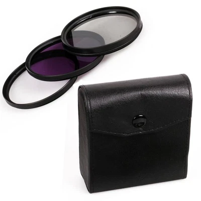 3Pcs 49mm-77mm Digital Camera Lens Filter UV+CPL+FLD Kit for Cannon Nikon Sony - Image 1 of 4