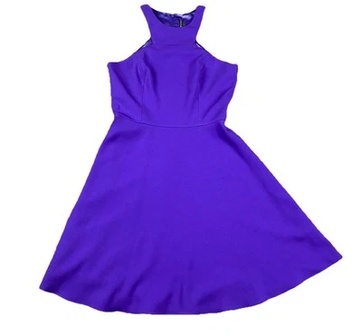 Mini Vestido Halter Jay Godfrey Púrpura Línea A Forrado de Seda Talla 2 Fondo Acampanado Foto 1 de 4