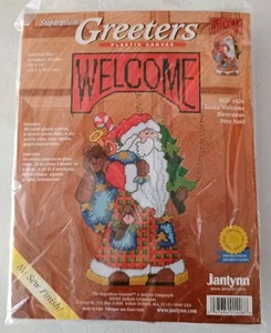 De Colección Janlynn “SANTA WELCOME” Lona Plástica Navidad Aguja Kit (2000) Nuevo de Lote Antiguo - Imagen 1 de 3