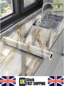 Self Adhesive Kitchen Worktop Covering Vinyl Wrap Cupboard Door Marble Stickers - Picture 1 of 9
