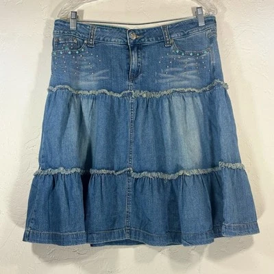 Falda de mezclilla azul en capas Younique línea A Foto 1 de 4