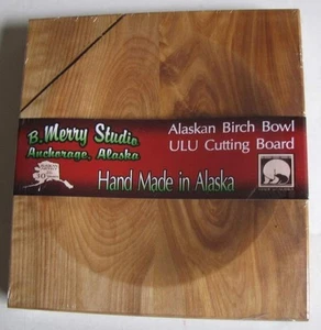Birch Wood ULU Chopping Bowl Board with Corner Blade Slot - Picture 1 of 2