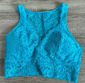 Soma Bralette Lace Racerback Blue Size Medium Wireless Padded - Picture 1 of 4