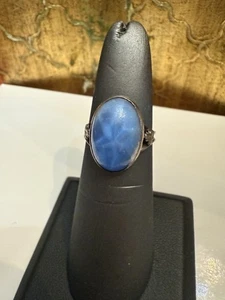 Anillo Vintage Plata Esterlina Zafiro Estrella Azul Talla 6 - Imagen 1 de 7