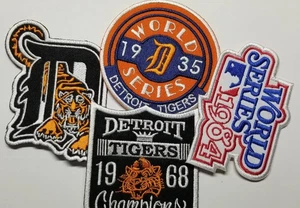 4 pc. Detroit Tigers assorted Embroidered Patch misc size 3"-3.5"?  iron-on - Picture 1 of 2