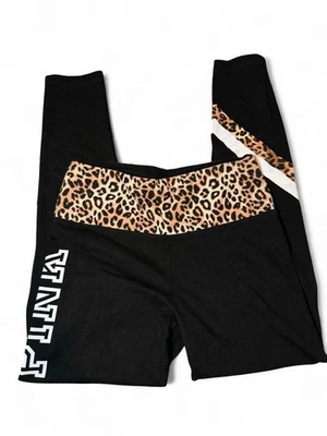 Leggings femininas de ioga rosa Victoria’s Secret estampa de leopardo preto nova em folha (L) - Imagem 1 de 3