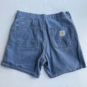 Vintage Carhartt Shorts Mens 34 Blue Workwear Utility Carpenter Made USA 6.5” - Picture 1 of 6