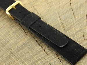 Kreisler Vintage Watch Band NOS Unused Black Suede w Gold Tone Buckle 17.5mm - Picture 1 of 5