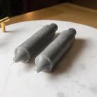 Anthracite Grey Dinner Candles Chunky & Stubby Pack of 2 - 15 x 3cm