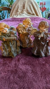 vtg set of 3 resin cherubs Angels with instruments, 8.5 in tall - Picture 1 of 6