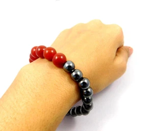100 % Natürlicher Hämatit & Roter Jaspis Edelstein Armband 8 mm Runde Perlen ... - Bild 1 von 27
