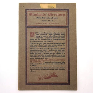 1912-1913 University of Iowa Student & Faculty Directory ~ genealogy - Imagen 1 de 3