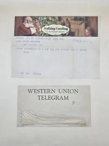 NORMAN ROCKWELL ART-Christmas Greeting By Western Union Telegram 1949 w/envelope - Picture 1 of 5