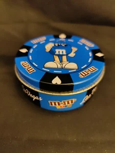 M&M's World Las Vegas Blue Poker Chip Metal Storage Tin GC - Picture 1 of 11