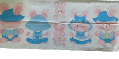 Spring Mills Cortar y Coser Conejo Fanily Mamá Papá Bebé Vintage Peluche Coser Rosa Foto 1 de 4