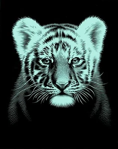 Imagen rascadora "Bebé tigre", plata, 11 x 18 cm - Imagen 1 de 2