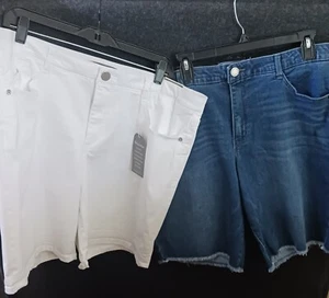 Wit & Wisdom Absolution White Denim shorts & Blue Denim Shorts Lot Of 2 NWT 18 - Picture 1 of 10