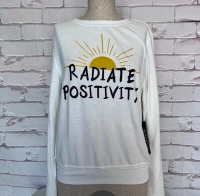 NWT Wildfox Radiate Positivity Sunshine Sweatshirt Crewneck White Size Small - Image 1 of 4