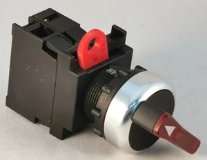 10 X  A22RW-2MR-T24-10 Omron 22mm Illuminated Selector Switch Red 2 Pos 1 X NO - Bild 1 von 6