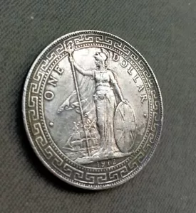 1912B British Trade Dollar Silver Coin with Chopmark (AEF) - Picture 1 of 8