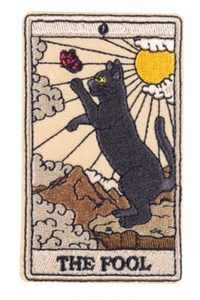 Parche de hierro de 3,6"" carta de tarot adivinanza de 3,6"" The Fool Cat - Imagen 1 de 1