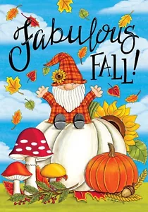 Fall Halloween Thanksgiving Pumpkin Gnome Sunflower House Flag 40x28 - Picture 1 of 1