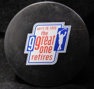 Wayne Gretzky "The Great One Retires April 18, 99" New York Rangers Hockey Puck