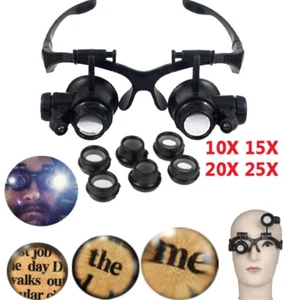 8 Lentes Joyería Reloj Reparación Lupa Doble Ojo Lupa Gafas Con Luz LED EE. UU. - Imagen 1 de 11