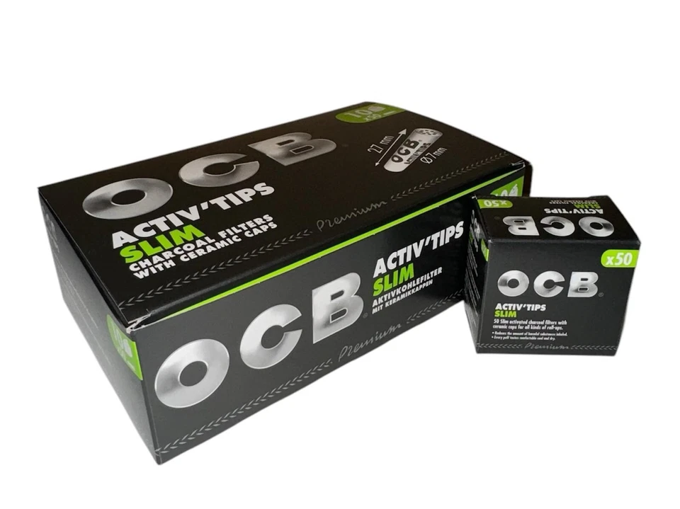 🔹 OCB Activ Tips Slim Aktivkohle Filter 7 mm – 10x50 Stück🔹