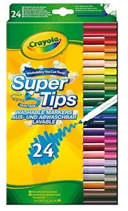 Crayola Supertips Washable Markers - Pack of 24 Multicoloured Felt Tips Pens - Picture 1 of 1