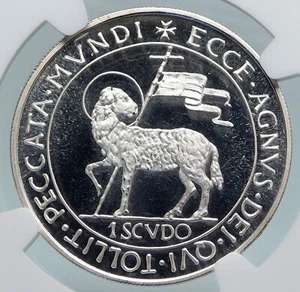 1965 ORDER OF MALTA Grandmaster MOJANA Paschal Lamb Silver Scudo Coin NGC i89320 - Picture 1 of 5