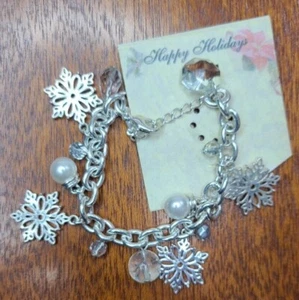 Silberfarbenes Weihnachtsarmband Dicke Kette Damen Charm Party Schmuck - Bild 1 von 3