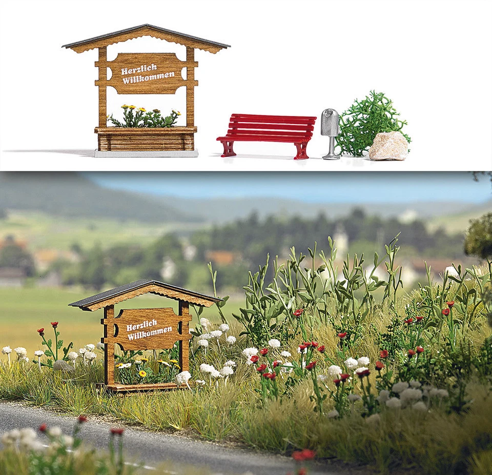 Busch 1144 - 1/87/H0 Entrance Sign - New - Image 1 of 1