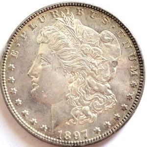 1897 US SILVER MORGAN DOLLAR UNC DETAILS #X179 - Picture 1 of 4