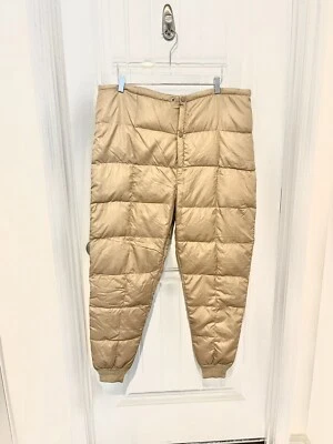 Calça masculina vintage 50’/60’s acolchoada de ganso bronzeada para caça neve tamanho médio punho com nervuras - Imagem 1 de 4