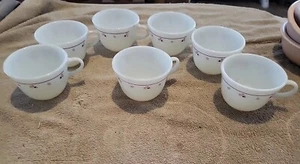 LOTE DE 7 TAZAS DE CAFÉ DE VASO DE LECHE ROSA DE BORGOÑA PYREX - Imagen 1 de 7