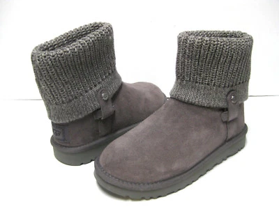 BOTAS CONVERTIBLES UGG SAELA RIB KNIT MUJER GAMUZA GRIS EE. UU. 7/UK 5.5/EU 38/JP 24 Foto 1 de 4