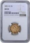 1891-CC $5 Gold Liberty Head AU53 NGC