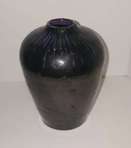 Vintage Gras Vase 5 cm hoch signiert Studiokeramik Kath 94 Farbtupfer - Bild 1 von 5