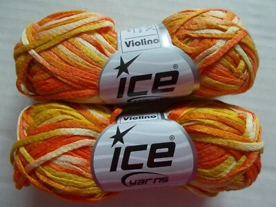 Hilos de hielo Violino tejido textura cinta hilo, naranja/amarillo, lote de 2 (110 yardas ea) Foto 1 de 2