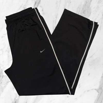 Nike Vintage Pantalon survêtement Homme Noir Rayures Latéraux Ourlet Zip Eu XL - Photo 1/4